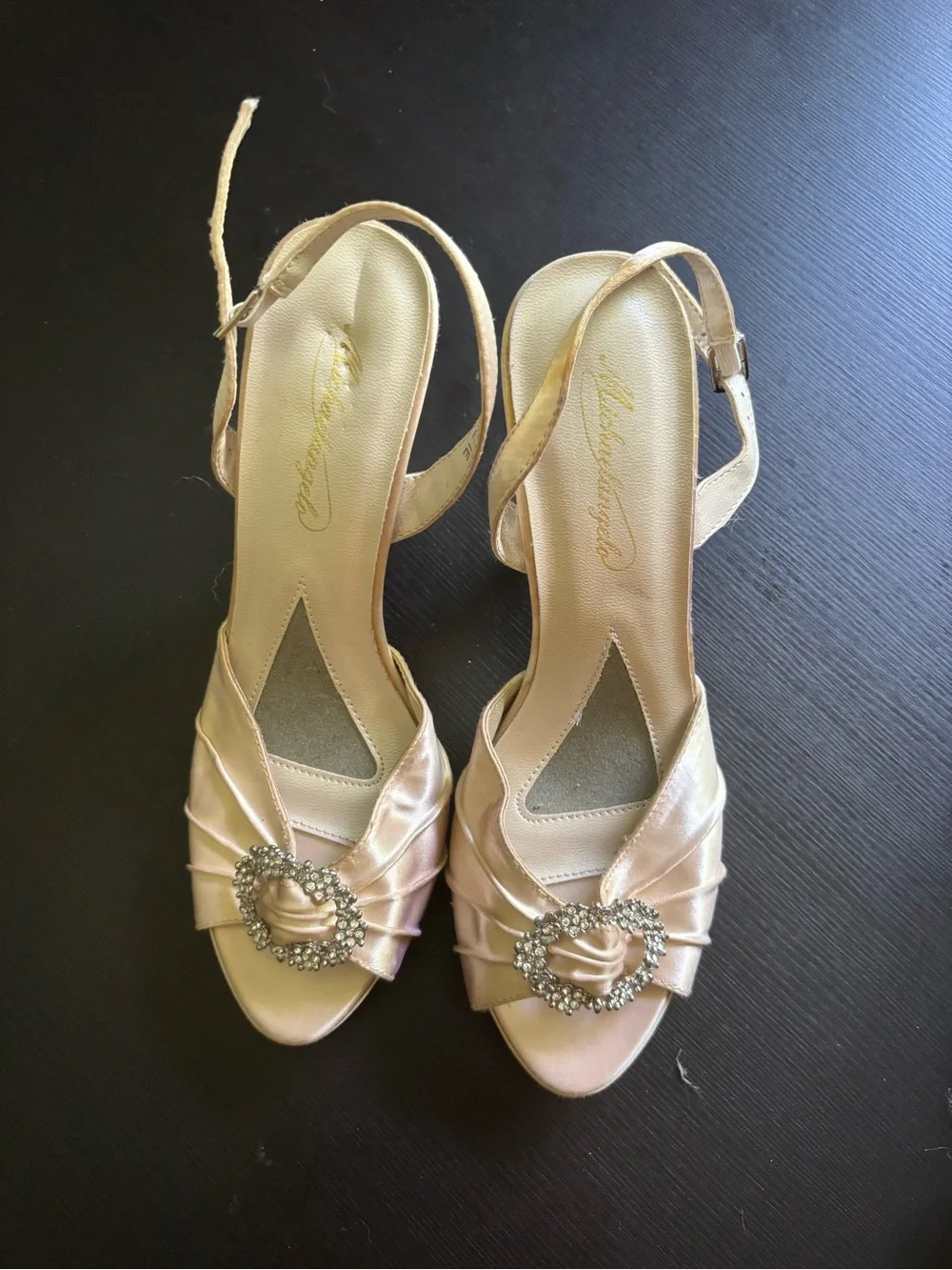 kenzie Rose Gold Satin Heeled Sandals with Crystal Buckles Bridesmaid Heels